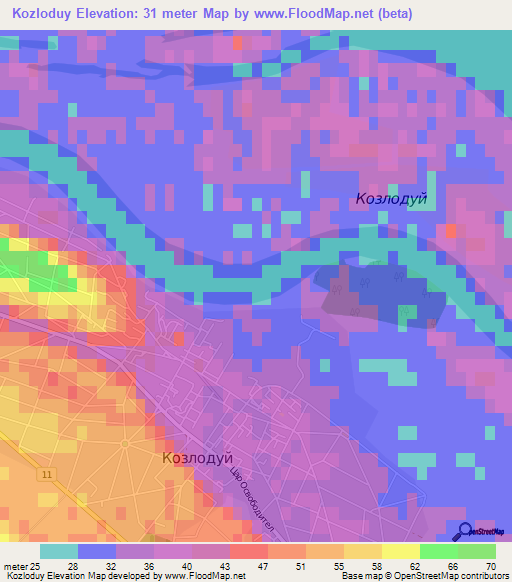 Kozloduy,Bulgaria Elevation Map