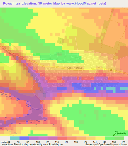 Kovachitsa,Bulgaria Elevation Map