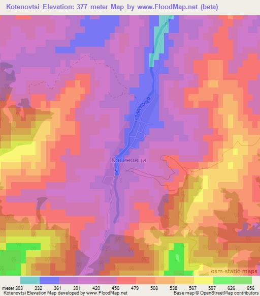 Kotenovtsi,Bulgaria Elevation Map