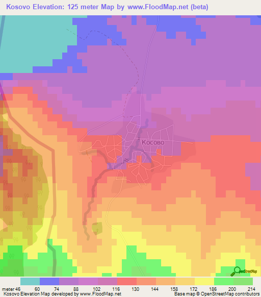 Kosovo,Bulgaria Elevation Map