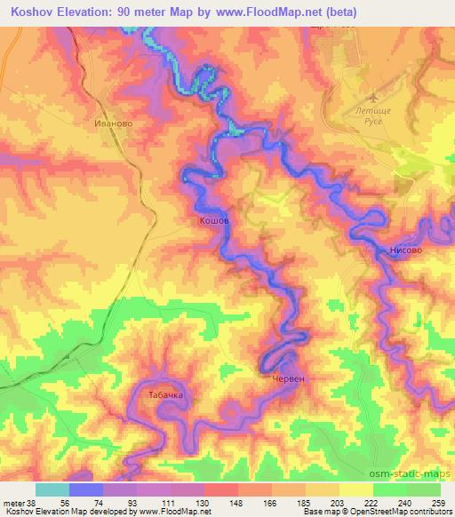 Koshov,Bulgaria Elevation Map