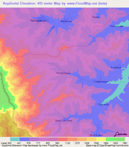 Kopilovtsi,Bulgaria Elevation Map