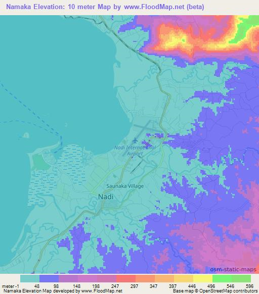 Namaka,Fiji Elevation Map