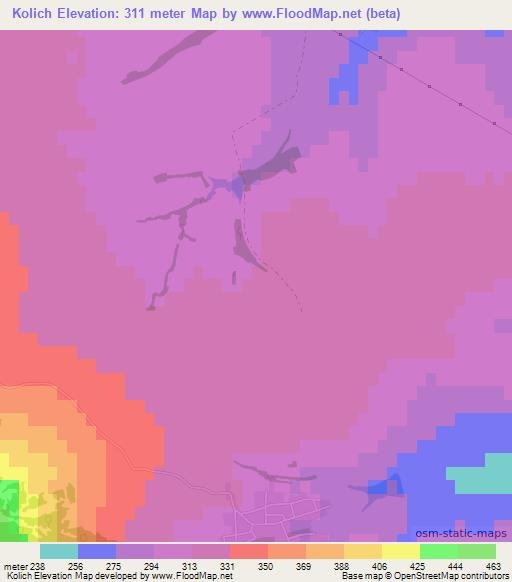 Kolich,Bulgaria Elevation Map