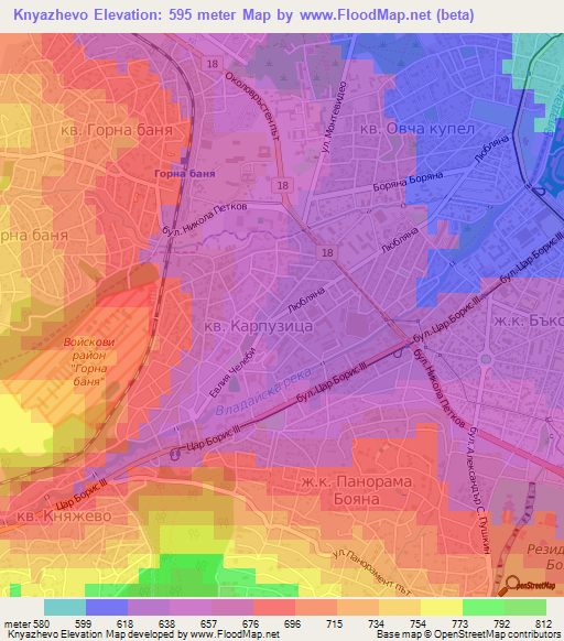 Knyazhevo,Bulgaria Elevation Map