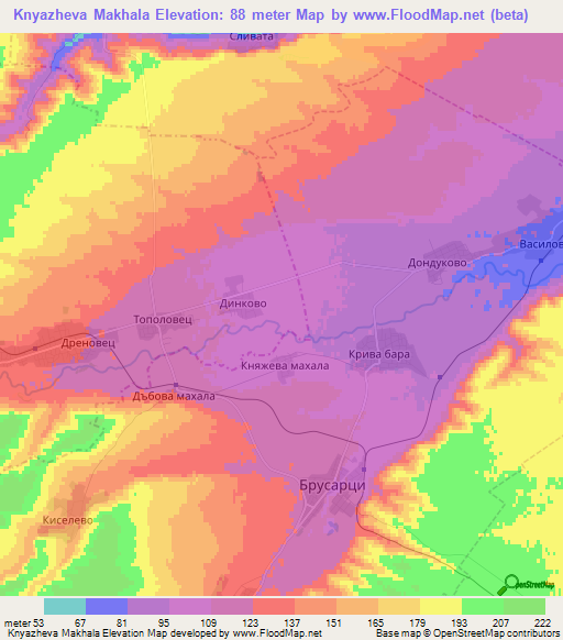 Knyazheva Makhala,Bulgaria Elevation Map