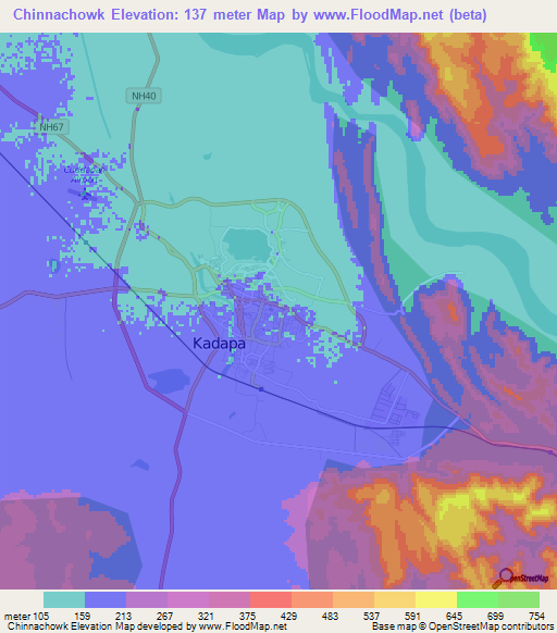 Chinnachowk,India Elevation Map