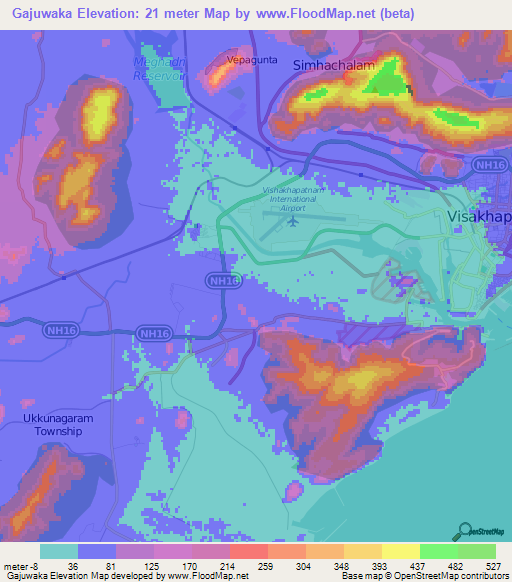 Gajuwaka,India Elevation Map