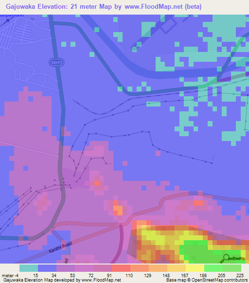 Gajuwaka,India Elevation Map