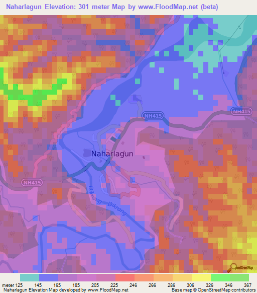 Naharlagun,India Elevation Map
