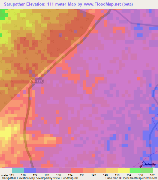Sarupathar,India Elevation Map
