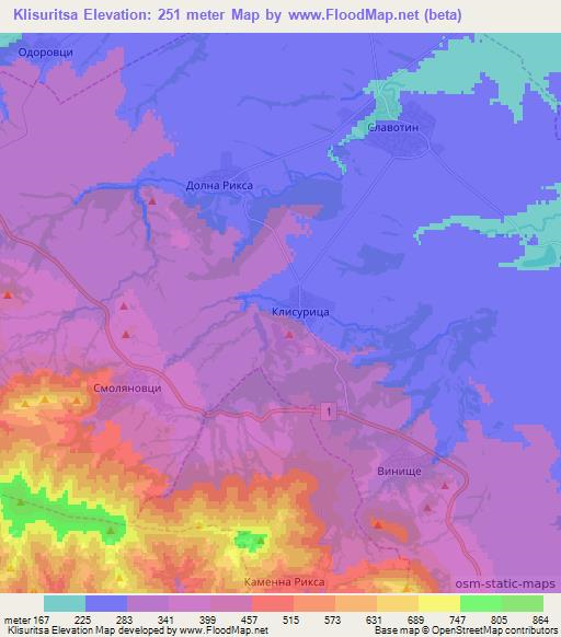Klisuritsa,Bulgaria Elevation Map