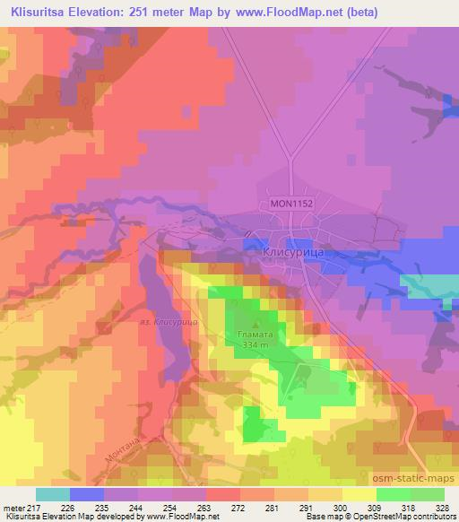 Klisuritsa,Bulgaria Elevation Map