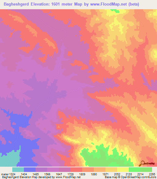 Bagheshgerd,Iran Elevation Map