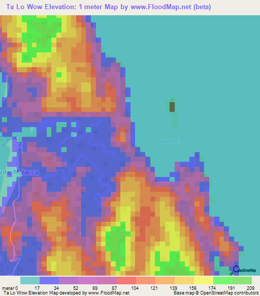 Ta Lo Wow,Thailand Elevation Map