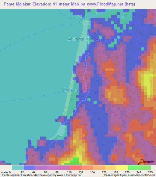 Pante Malakar,Thailand Elevation Map