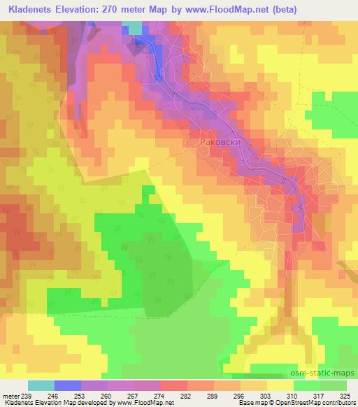 Kladenets,Bulgaria Elevation Map