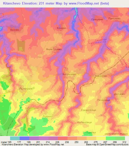 Kitanchevo,Bulgaria Elevation Map