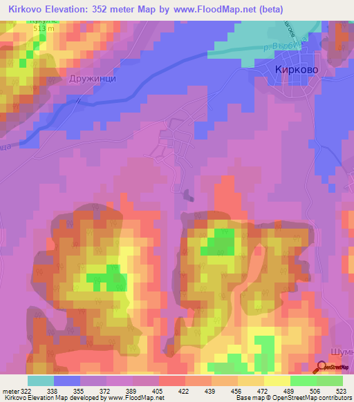 Kirkovo,Bulgaria Elevation Map