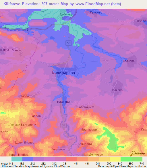 Kilifarevo,Bulgaria Elevation Map