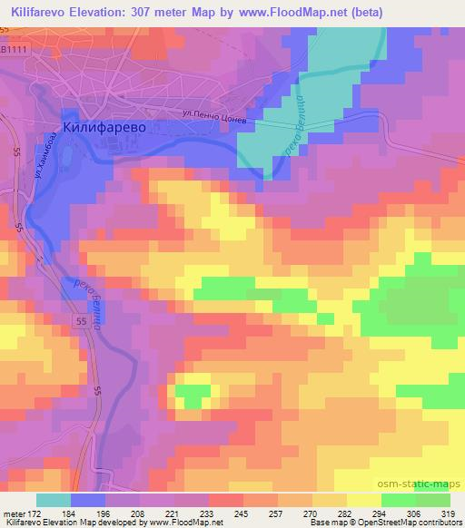 Kilifarevo,Bulgaria Elevation Map
