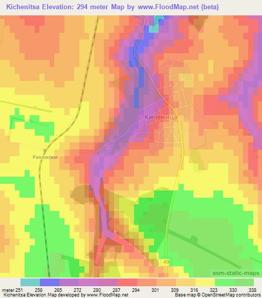 Kichenitsa,Bulgaria Elevation Map