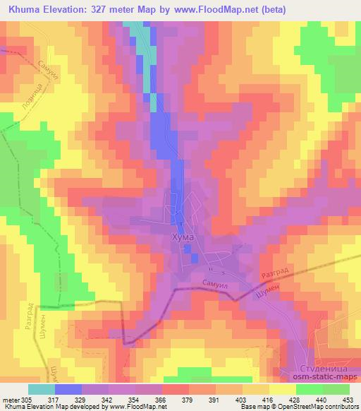 Khuma,Bulgaria Elevation Map