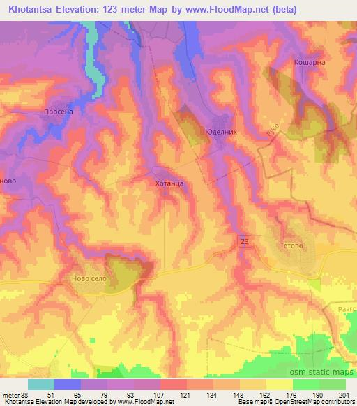 Khotantsa,Bulgaria Elevation Map