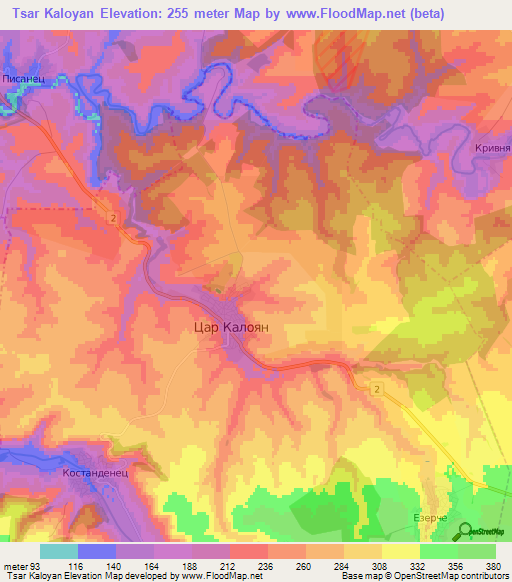 Tsar Kaloyan,Bulgaria Elevation Map