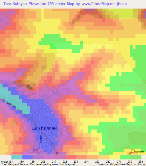 Tsar Kaloyan,Bulgaria Elevation Map