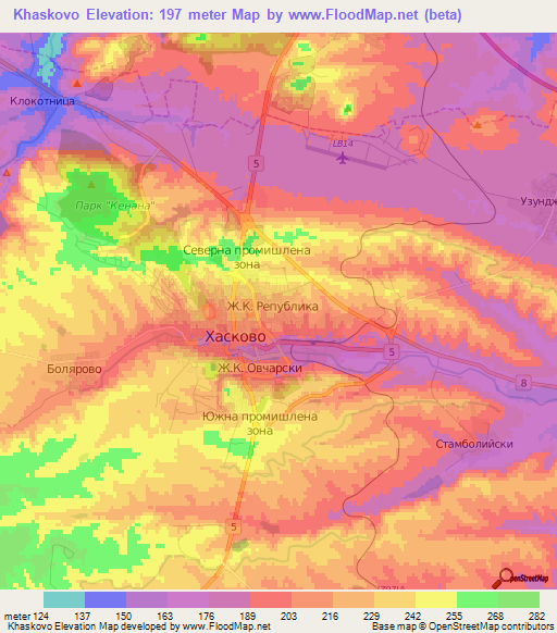 Khaskovo,Bulgaria Elevation Map