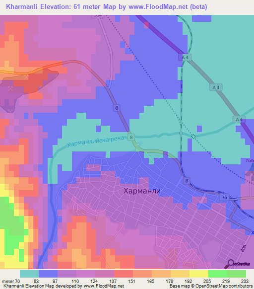 Kharmanli,Bulgaria Elevation Map