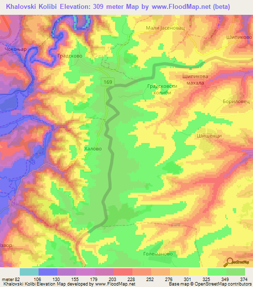 Khalovski Kolibi,Bulgaria Elevation Map