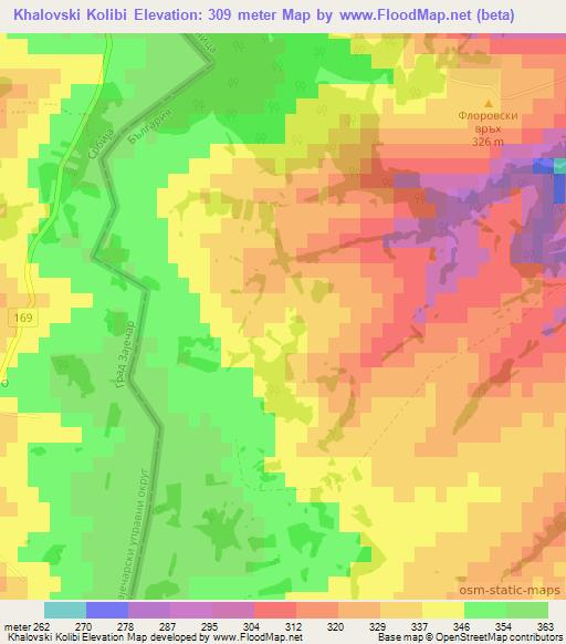 Khalovski Kolibi,Bulgaria Elevation Map