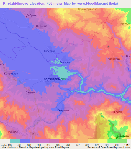 Khadzhidimovo,Bulgaria Elevation Map