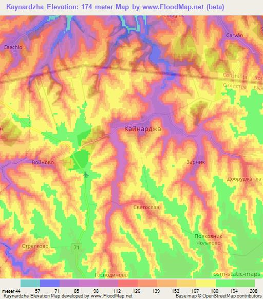 Kaynardzha,Bulgaria Elevation Map