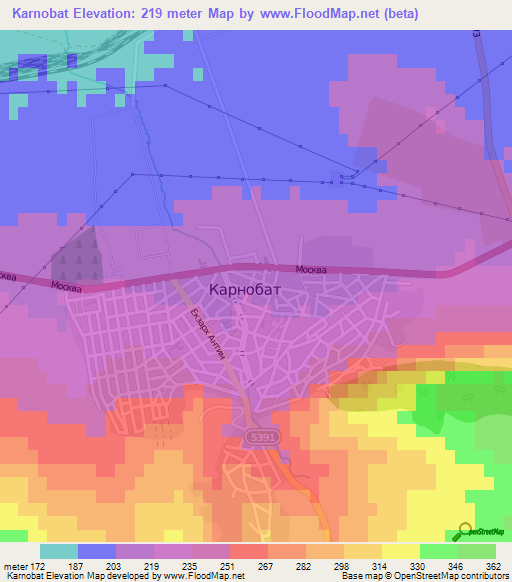 Karnobat,Bulgaria Elevation Map
