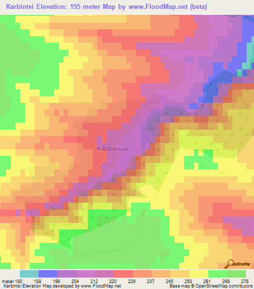 Karbintsi,Bulgaria Elevation Map