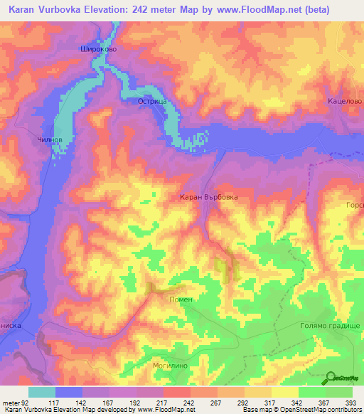 Karan Vurbovka,Bulgaria Elevation Map