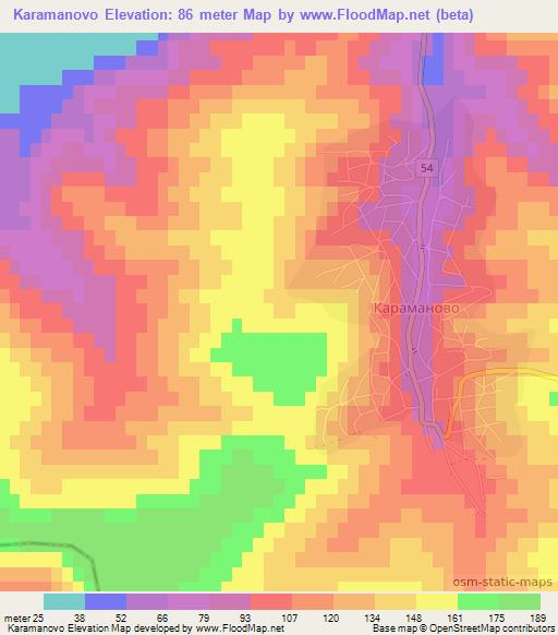 Karamanovo,Bulgaria Elevation Map