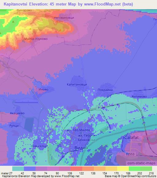 Kapitanovtsi,Bulgaria Elevation Map