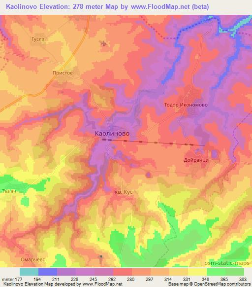 Kaolinovo,Bulgaria Elevation Map