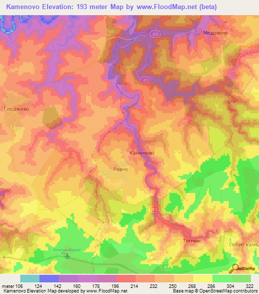 Kamenovo,Bulgaria Elevation Map