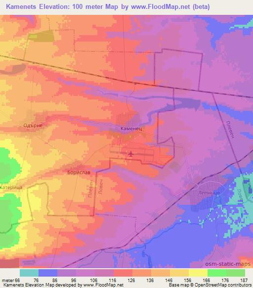 Kamenets,Bulgaria Elevation Map