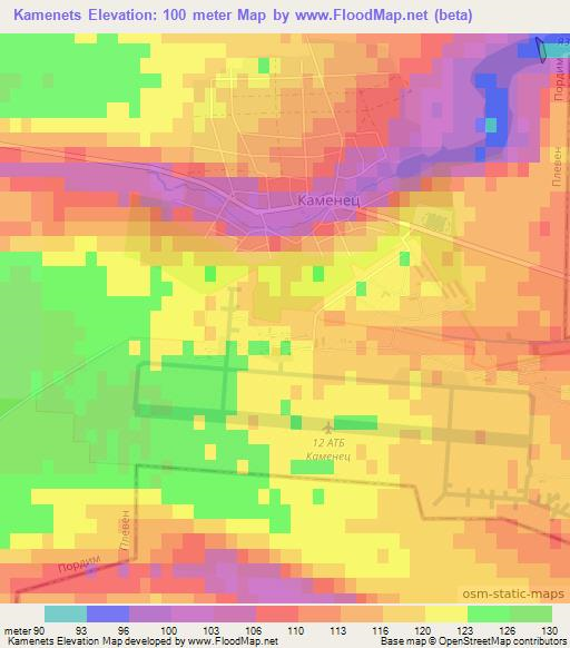 Kamenets,Bulgaria Elevation Map