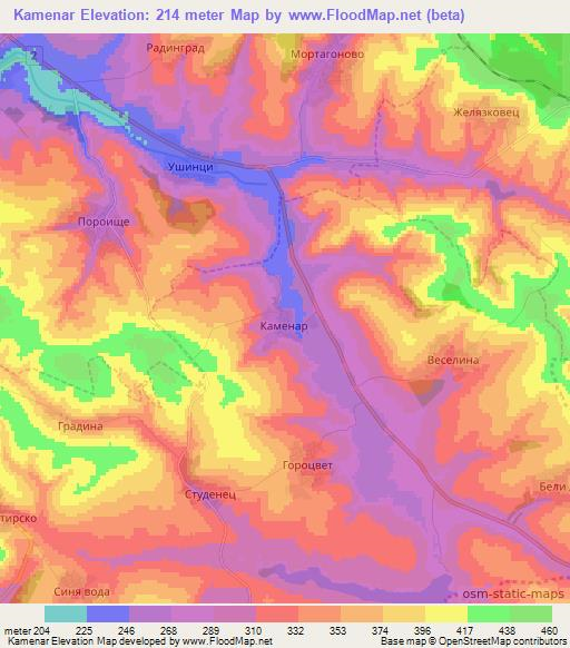 Kamenar,Bulgaria Elevation Map