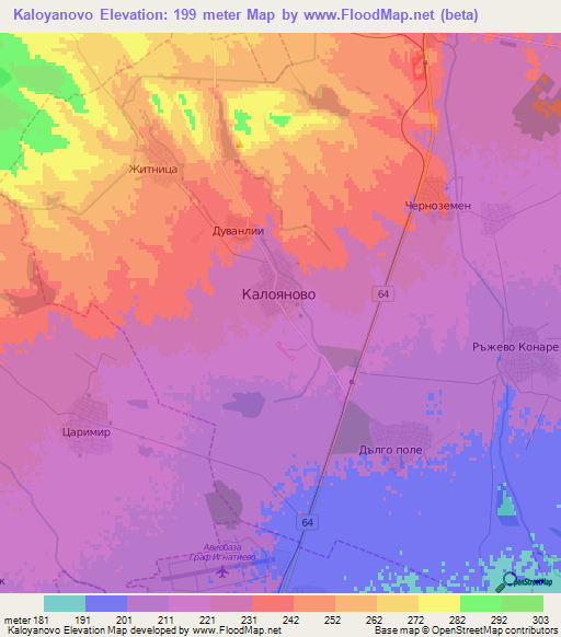 Kaloyanovo,Bulgaria Elevation Map