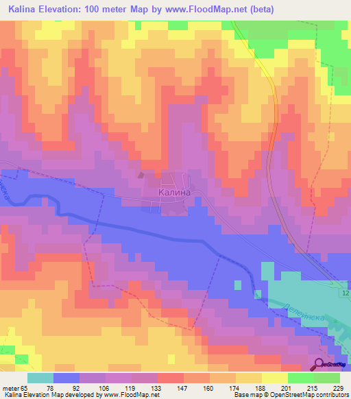 Kalina,Bulgaria Elevation Map