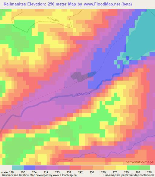 Kalimanitsa,Bulgaria Elevation Map
