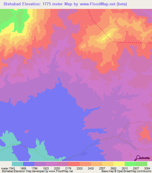 Bishabad,Iran Elevation Map